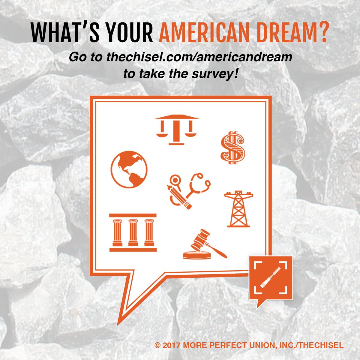 thechisel1776's tweet image. Have you taken the &quot;What&apos;s Your #American #Dream&quot; survey? Make YOUR voice heard! thechisel.com/americandream #Bipartisan #Democracy