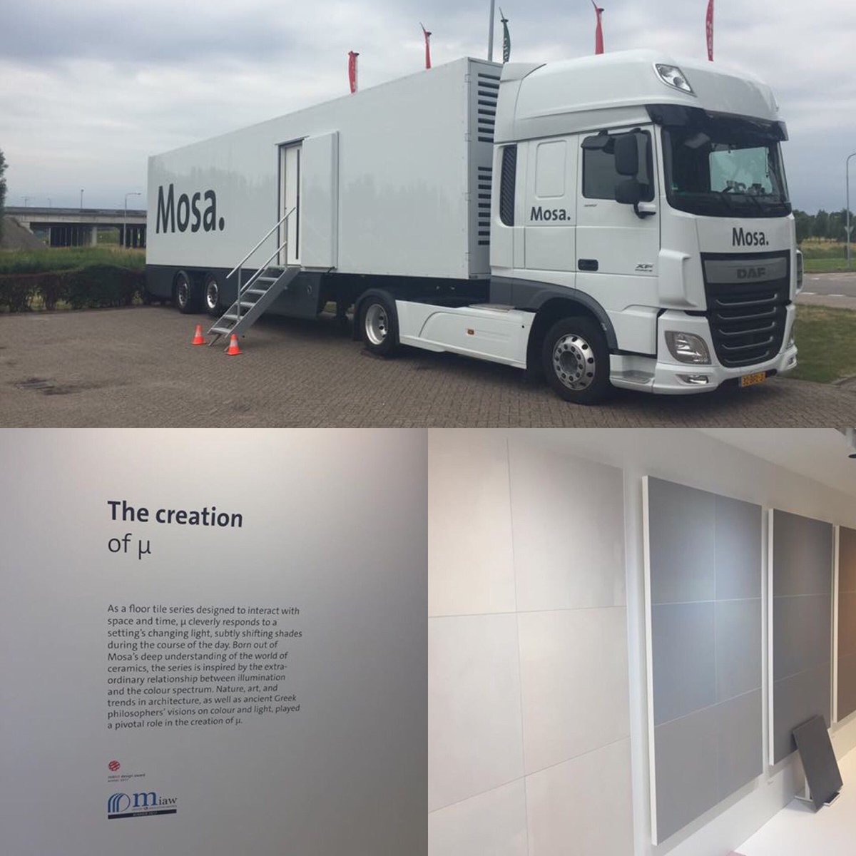 Nu aanwezig de @mosatiles roadshow met presentatie van de nieuwe serie tegels welke van kleur veranderen onder invloed van licht.