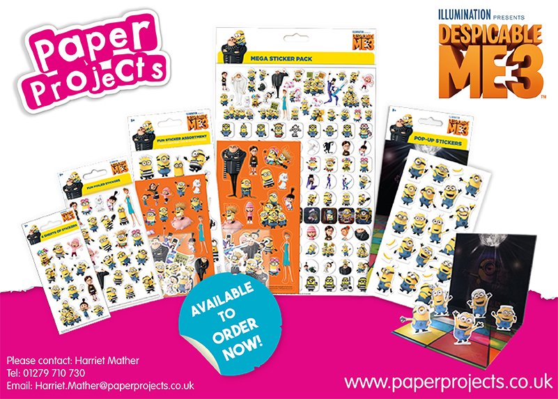 PaperProjectsUK's tweet image. Despicable Me 3 sticker packs in stock now!!  paperprojects.co.uk/45-despicable-… #DespicableMe3