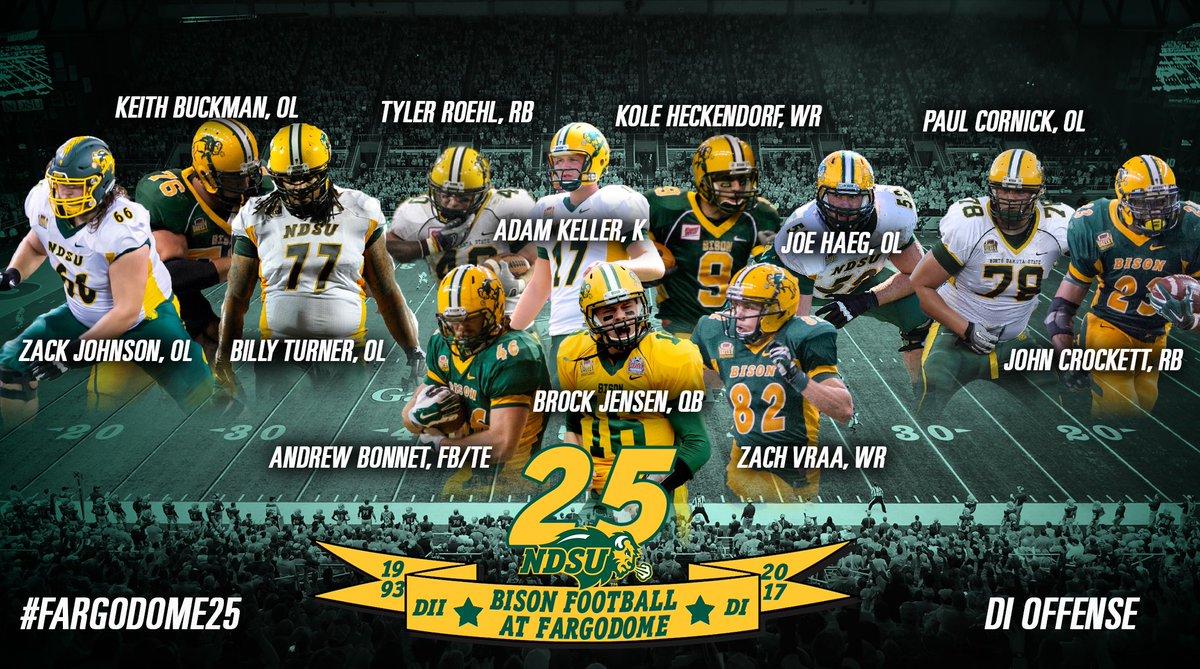 NDSUfootball's tweet photo. The D-I All-Fargodome Team has been selected! Congrats to the honorees &amp; thanks to our fans for voting. https://t.co/Qpy17hWt4a #Fargodome25 https://t.co/TbABrDdi5U