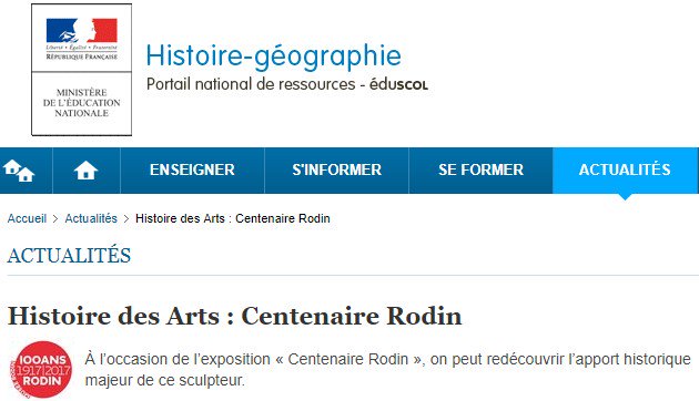 histgeo_edu_num's tweet photo. [Actu portail #HG] Histoire des Arts : Centenaire Rodin https://t.co/DgTouZuf0U https://t.co/GzB6iwTVfU