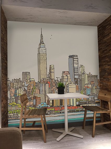 no_paste's tweet image. No Paste, in situ in an office break out area. One of Jamie's fabulous artworks of New York!