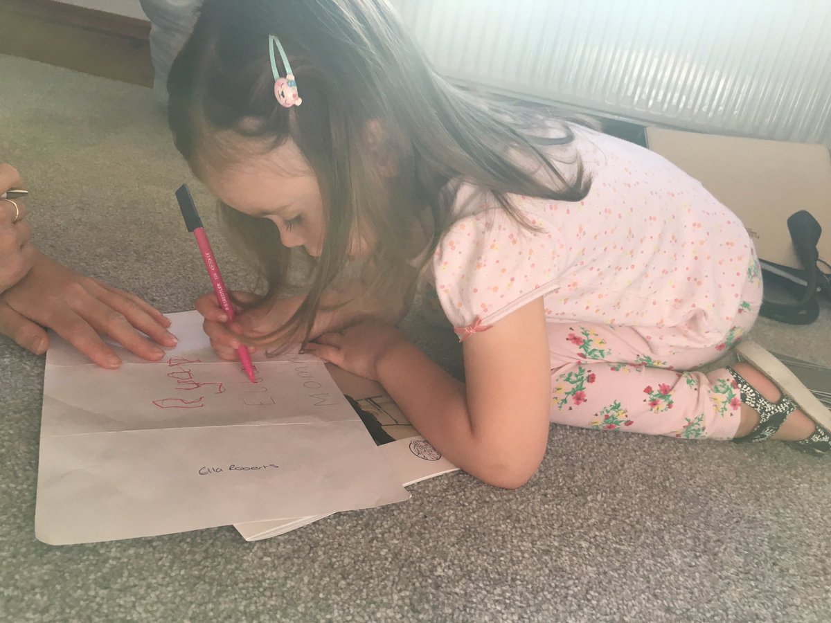 stepdadjournal's tweet image. So cute watching Ella trying to write our names out... 😊 #parentblog #parentblogger