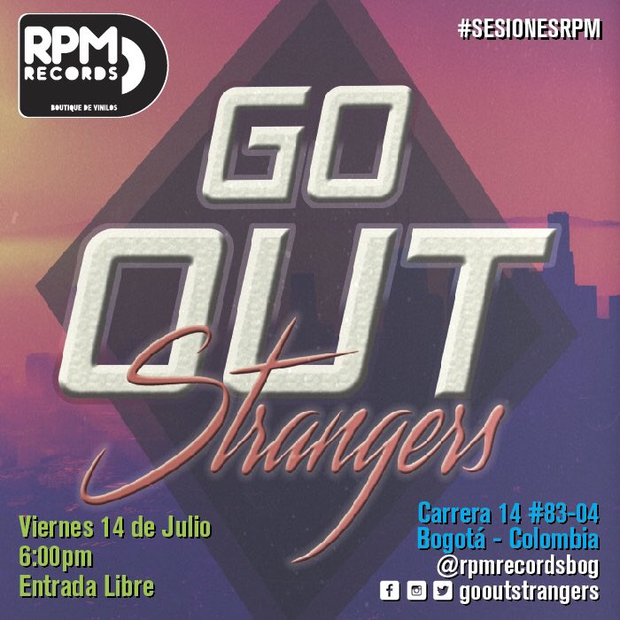 RPMRecordsBOG's tweet image. ¿Plan para el fin de semana? En #sesionesrpm tendremos el viernes a @GoOutStrangers y el sábado el sabor de @laperlabogota #apoyalolocal