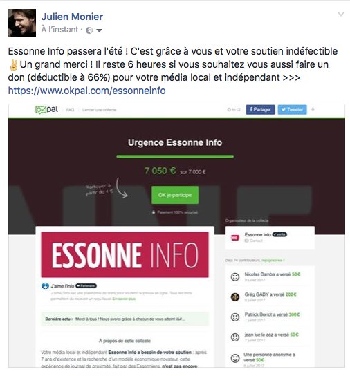 Un grand merci ! Reste 6 heures si vs souhaitez faire un don (déductible à 66%) à votre média local et indépendant > okpal.com/essonneinfo