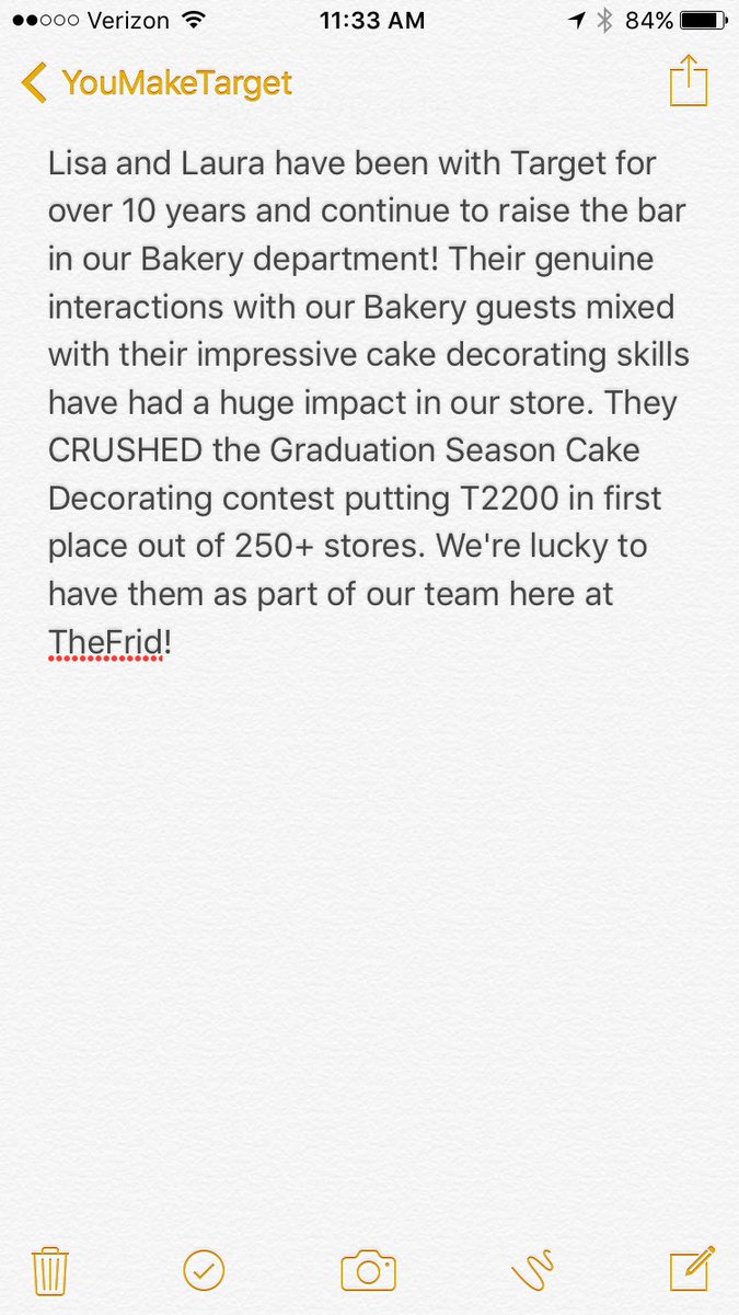 #TheFrid honored our July #YouMakeTarget Team Members of the month today, our cake decorators Lisa and Laura!