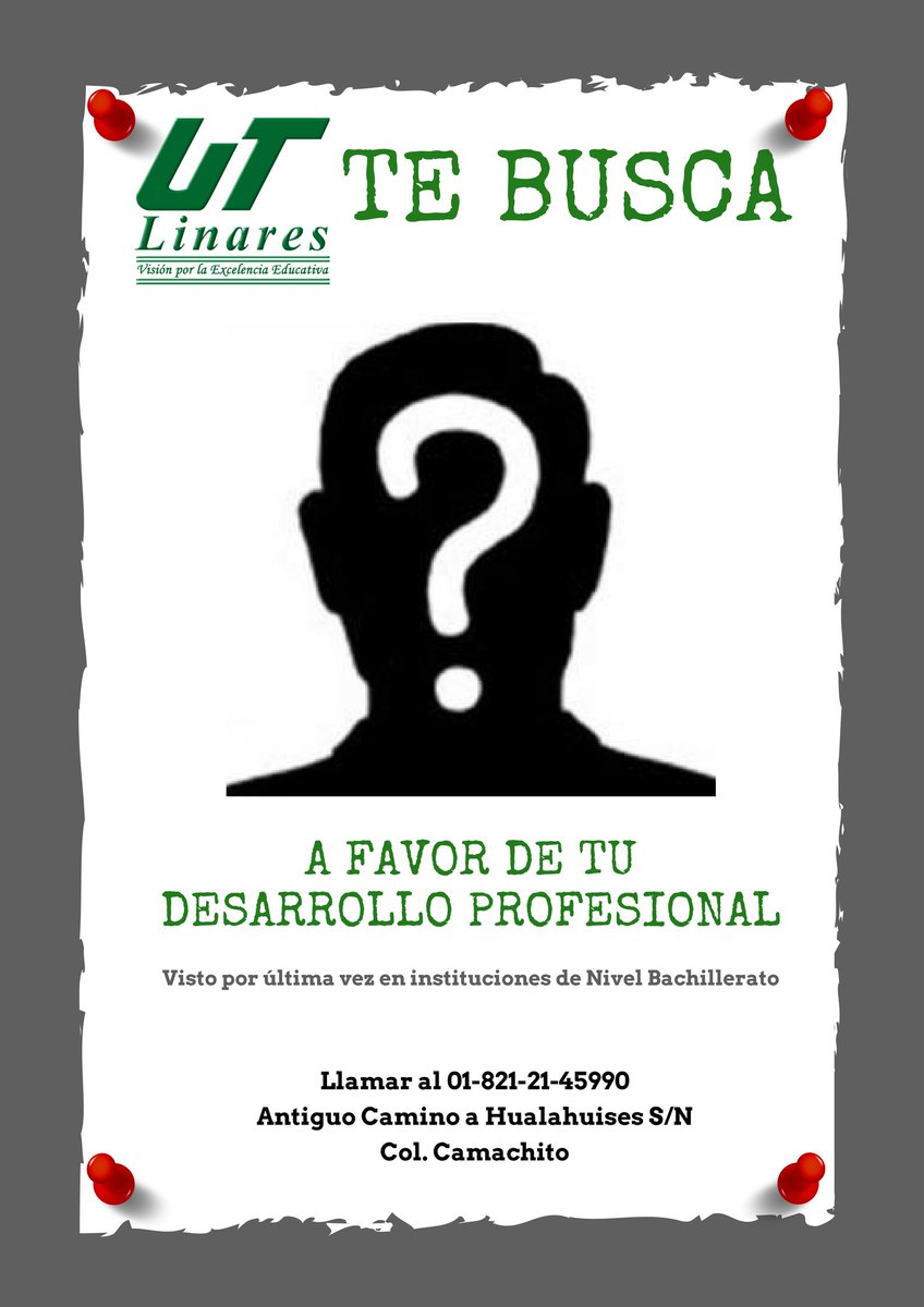 UTLinaresOf's tweet photo. LA UT LINARES #TeBusca
#SomosUT #FuerzaLINCE #TuUniversidad https://t.co/GR13rrWD2R