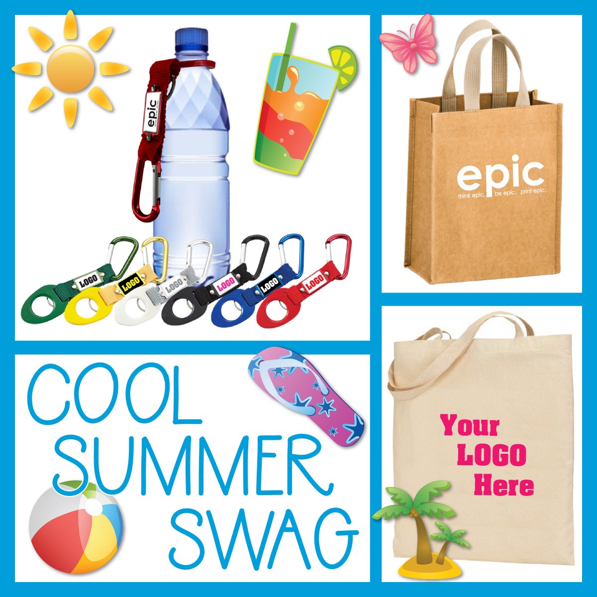 Get your summer swag!
#summerswag #ThinkEpic #BeEpic #promo #branding #swagbag #brandingyourself #brand #clientgifts #boostyourbrand