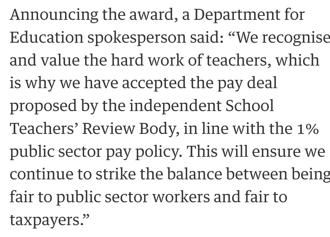 This doesn't make any sense at all. 'We value the hard work of teachers which is why we have cut their pay.' Wow. Better to say nothing.