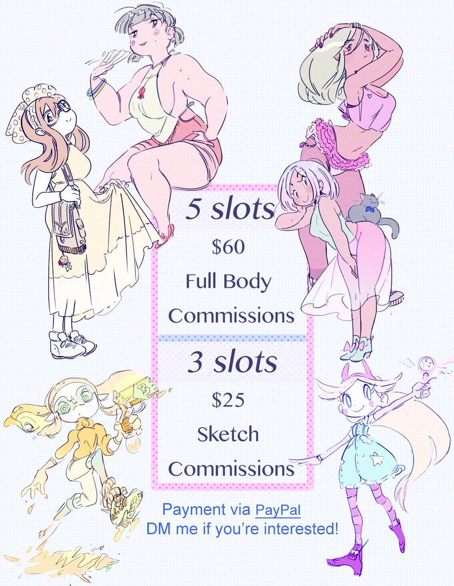 [RT] Yoo, I'm opening up a few slots for Commissions! ✨Please DM if you're interested 'v'! 