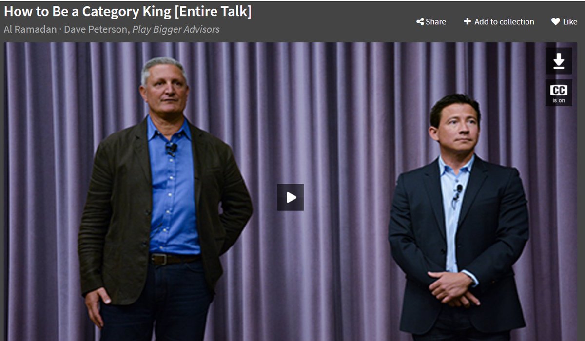 playbigger's tweet photo. @alramadan @daveptrs share the science behind creating a #CategoryKing in this Stanford talk #categorydesign https://t.co/jc68G5Cqvm https://t.co/vIXEK5O5Gu