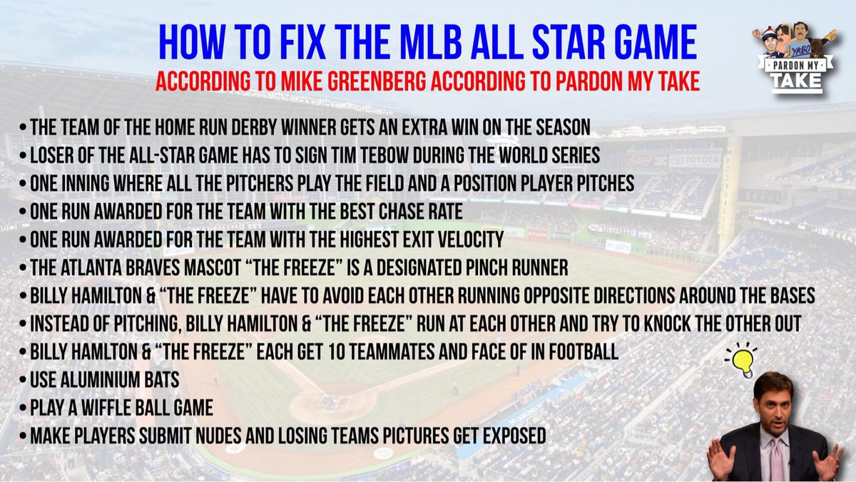 PFTCommenter's tweet photo. I think we might of solved the MLB allstar game problem NBD https://t.co/N2kIUKgqfr