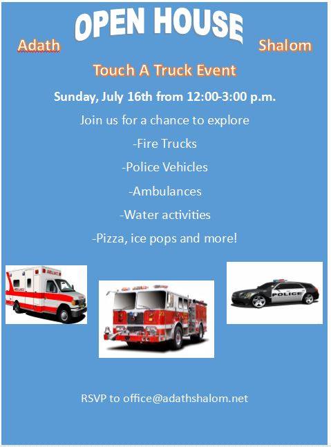 Hope you'll join us &amp; Adath Shalom at their awesome Touch-A-Truck event this Sunday! Stop by our #GRTWA table to say hi! #TouchaTruck