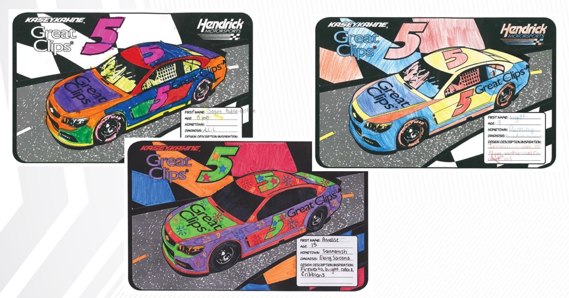 kaseykahne's tweet photo. .@strongvscancer kids are once again designing a @GREATracing car. Vote for your favorite! --> https://t.co/BJnjw6qUrd https://t.co/yODdZiv0pq