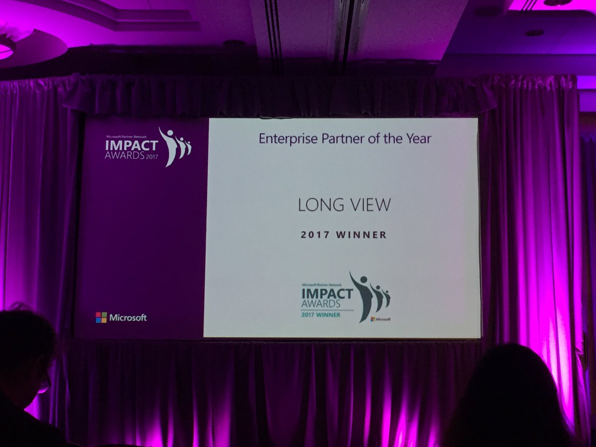 ProServeIT's tweet photo. Congratulations Long View on winning the Enterprise Partner of the Year Award last night at #MicrosoftIMPACT 2017! #MSInspire https://t.co/DoDiNeGTvv