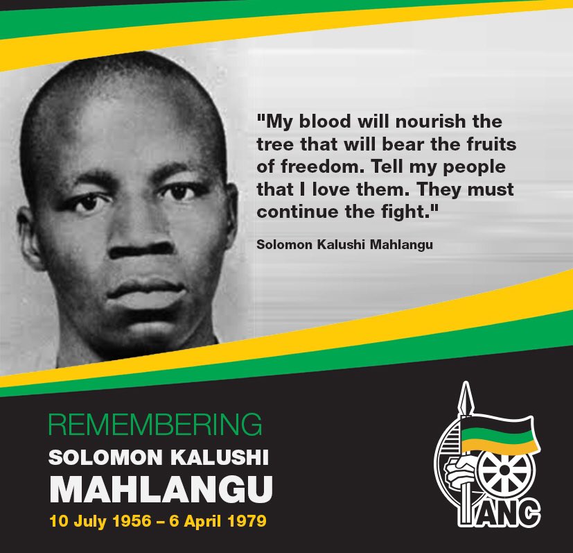 MYANC's tweet image. We remember Solomon #Kalushi Mahlangu. He would have been 61 years today. #KalushiDay