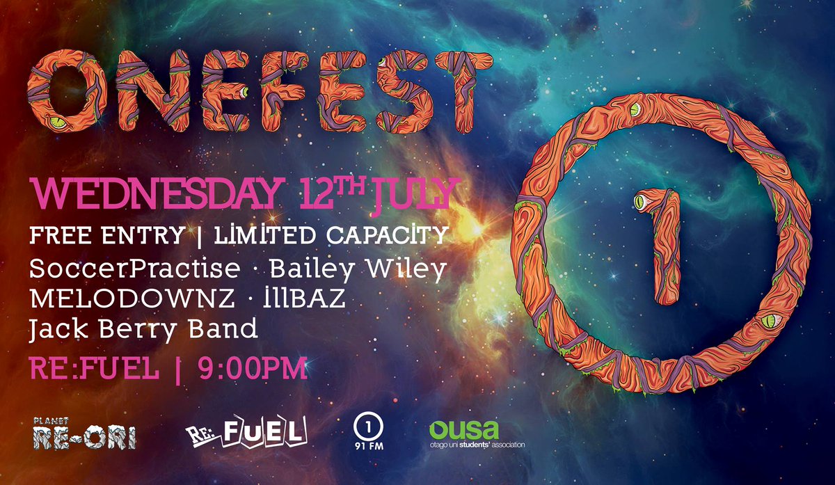 ReFuelDunedin's tweet photo. Tomorrow night #ONEFEST opens up the #REFUEL #REOWEEK! Doors at 9pm, free entry. Don't be late as capacity is limited! https://t.co/ibVyZDRMhD
