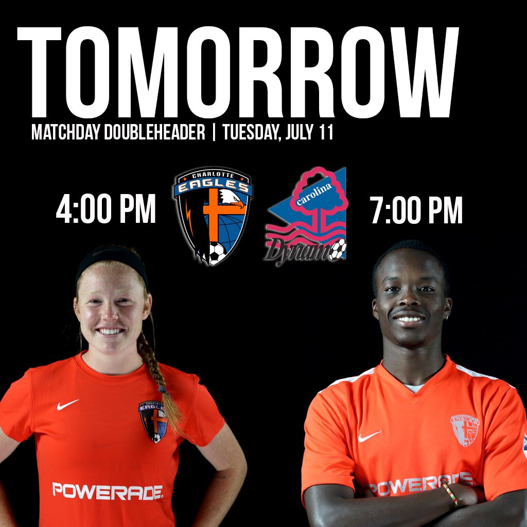 cltladyeagles's tweet photo. TOMORROW is MATCH DAY | Doubleheader special, we play at 4pm and @CharlotteEagles plays at 7pm | Come out and support! #LE00 #CE93 #OFFH https://t.co/3kSpakroLg