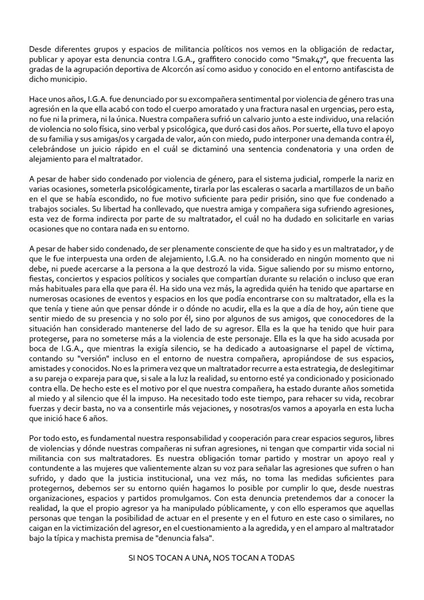 ✴️✴️Denuncia por violencia de género✴️✴️ 
Nos hacemos eco de esta denuncia y pedimos apoyo y difusión!! 
#NosTocanAUnaNosTocanATodas