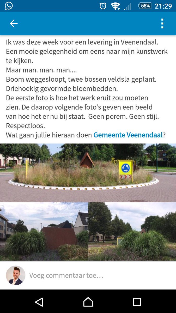 '<a href="/gemVeenendaal/">gemeente Veenendaal</a>, dit is zo jammer. Afkomstig van de kunstenaar die dit ontworpen geeft. Om je te schamen. Waarom? #Faal #Veenendaal