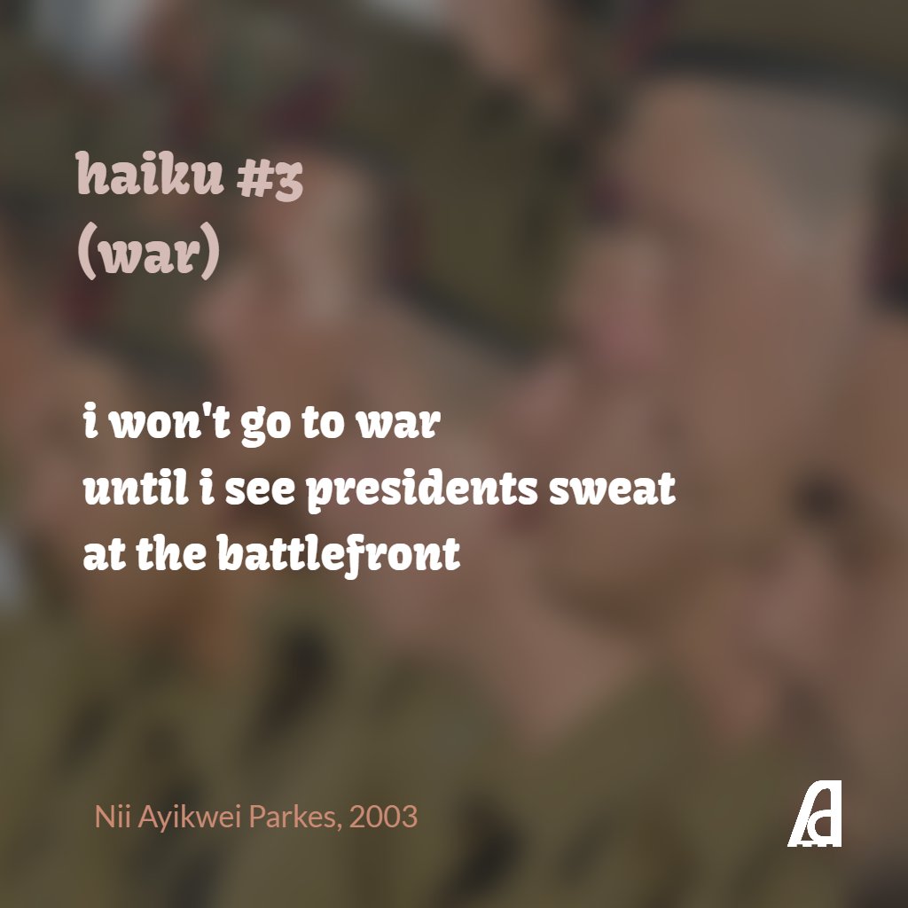 BlueBirdTail's tweet photo. i won't go to war
until i see presidents sweat
at the battlefront
#poetry #oldwritings #haiku https://t.co/TaLPhIiGhX