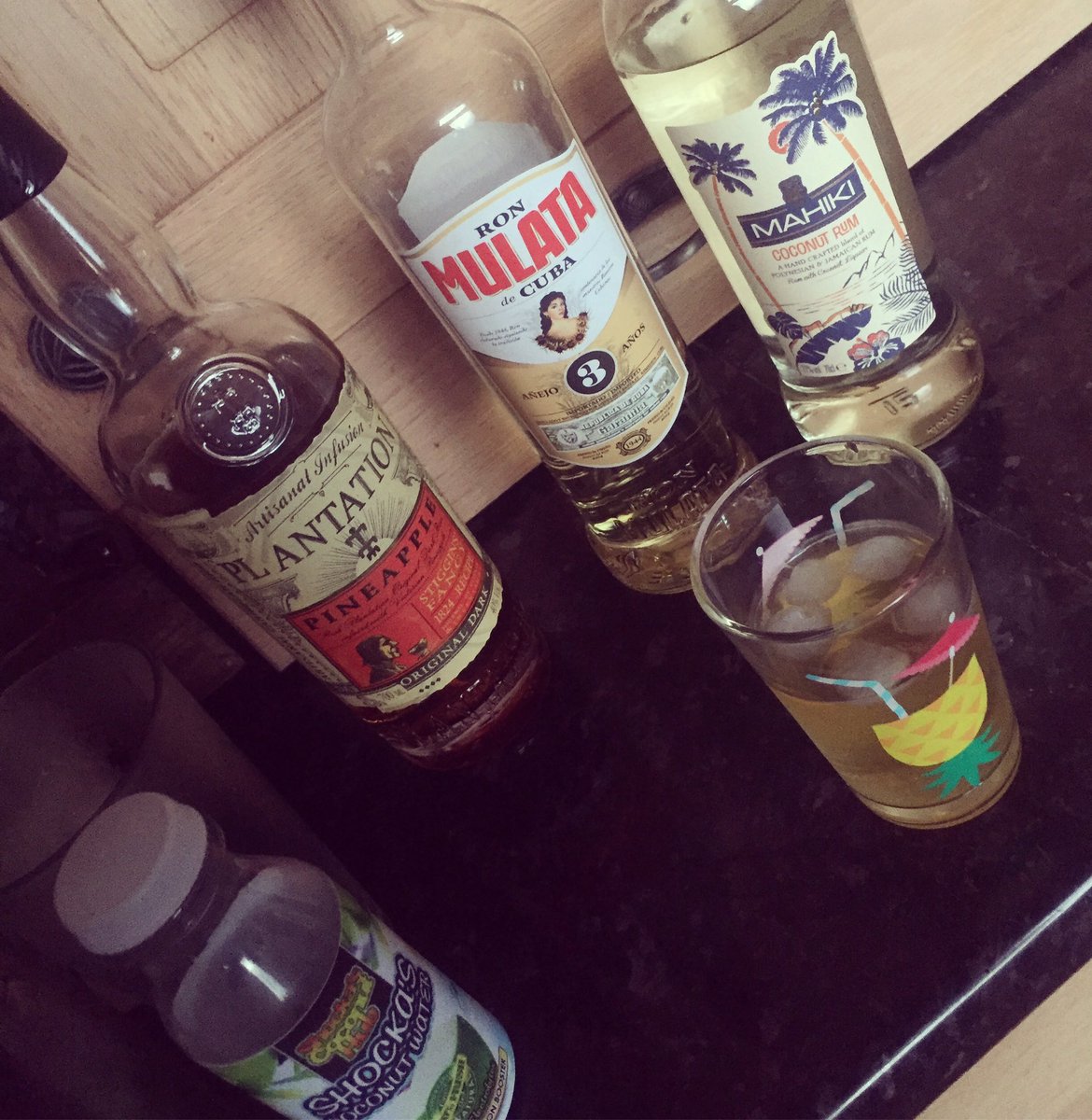 I did not have the ingredients to make a Piña Colada, so I decided to do this instead, as it was rum o'clock anyway.... #pinacolada 🍹