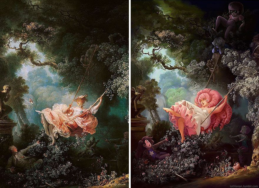 SensCritique's tweet photo. Diaporama : la pop-culture s'incruste dans des peintures classiques, par l'artiste Lothlenan > https://t.co/EzGE0UcmbT https://t.co/P6PiQBGzqK