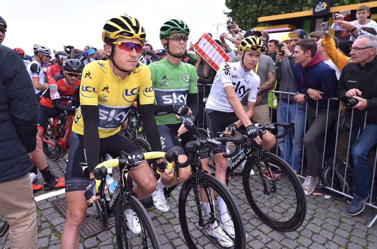 wahoofitness's tweet photo. A snapshot of an amazing 1st week of @LeTour for @TeamSky. Best wishes to @GeraintThomas86 &amp; speedy recovery. #tdf2017 #teamsky 📸 @TDWsport https://t.co/dxBOWGZNJ8