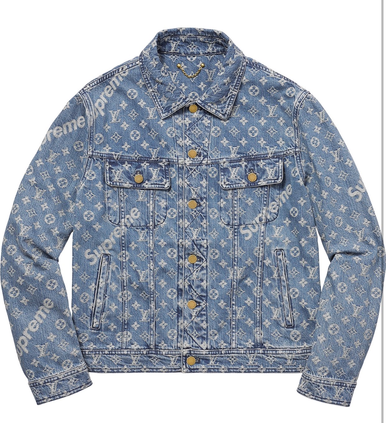 Louis Vuitton Supreme 2017 Pattern Print Denim Trucker Jacket