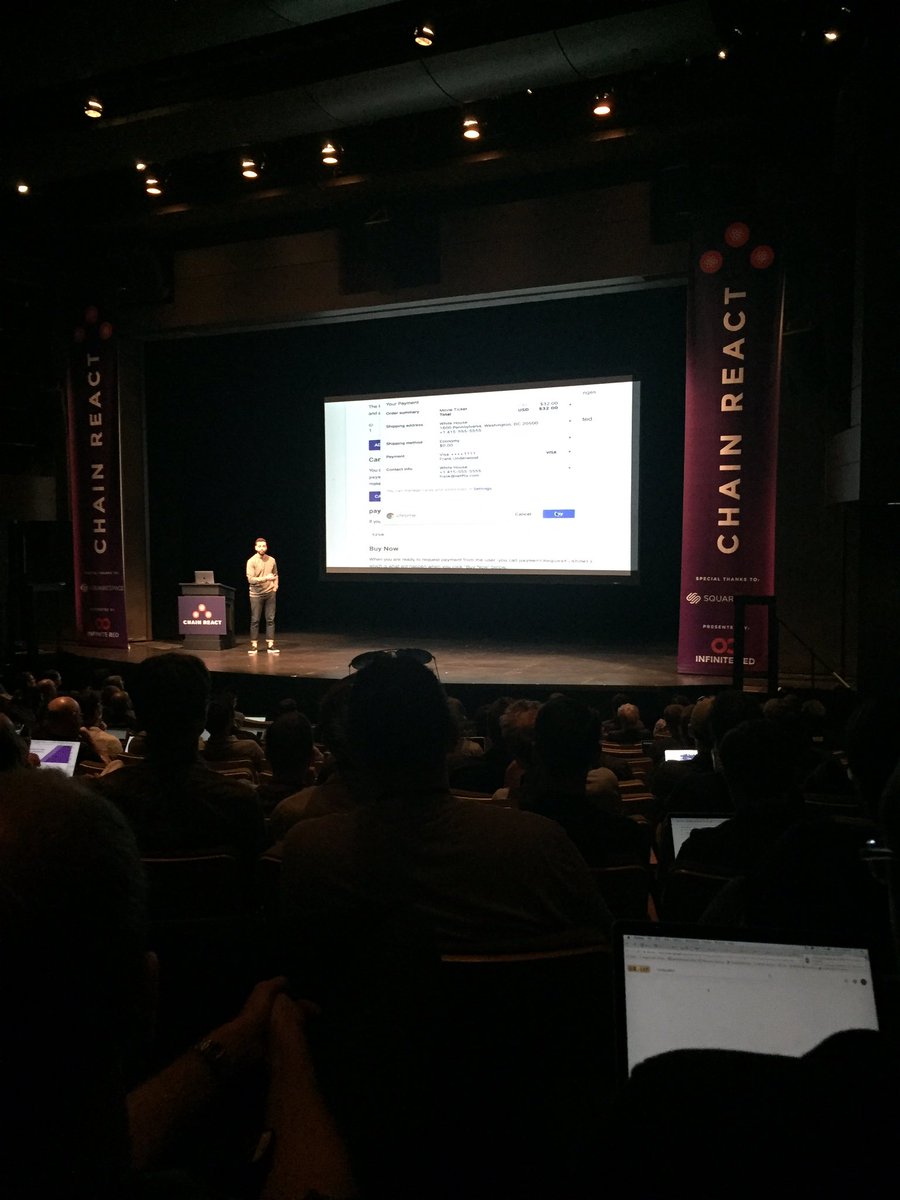 kevinold's tweet image. Listening to @naoufal announce React Native Payments github.com/naoufal/react-… #ChainReact2017