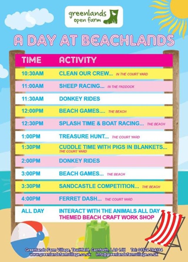 New itinerary for the summer holidays. On everyday from 10am. #beach #family #fun