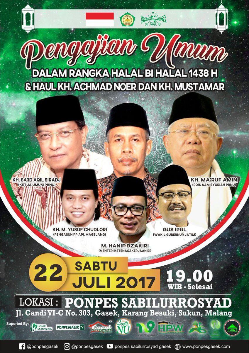 Hadirilah dan Simak LIVE <a href="/kiswah_tv9/">KISWAH TV9</a> edisi Halal bi Halal &amp; Haul dr Ponpes Sabilulrosyad Malang tempat dan waktunya. cc <a href="/nu_online/">NU Online</a>