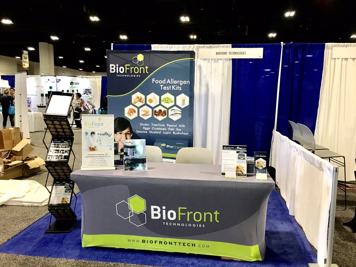 BioFrontTech's tweet image. Questions about food allergen testing?  Stop by booth #927 at #IAFP2017 and learn about our MonoTrace ELISA kits and FAPAS proficiency tests