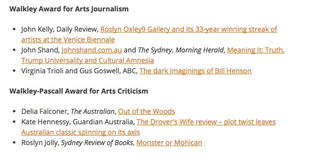walkleys's tweet image. And the finalists for the Walkley Arts Journalism &amp;amp; Walkley-Pascall Award for Arts Criticism awards are... 🥁🥁🥁