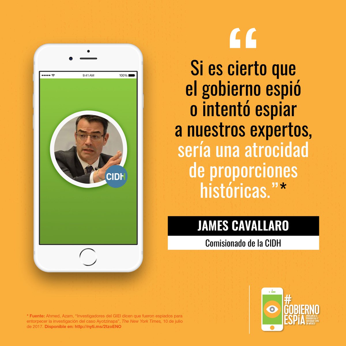 "Si es cierto que #GobiernoEspía a nuestros expertos, sería una atrocidad de proporciones históricas" <a href="/JimCavallaro/">James (Jim) Cavallaro</a> nyti.ms/2tzoENO