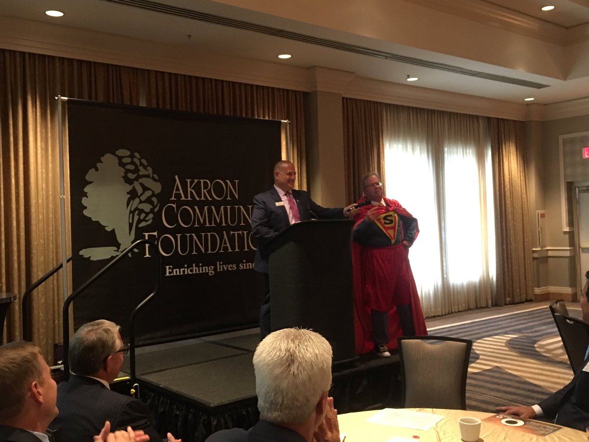 AkronCF's tweet photo. When discussing #onthetableakron Super Hosts, we got a special visit from local TV legend SuperHost-played by our CFO Steve Schloenbach. https://t.co/T2zcVULS4h