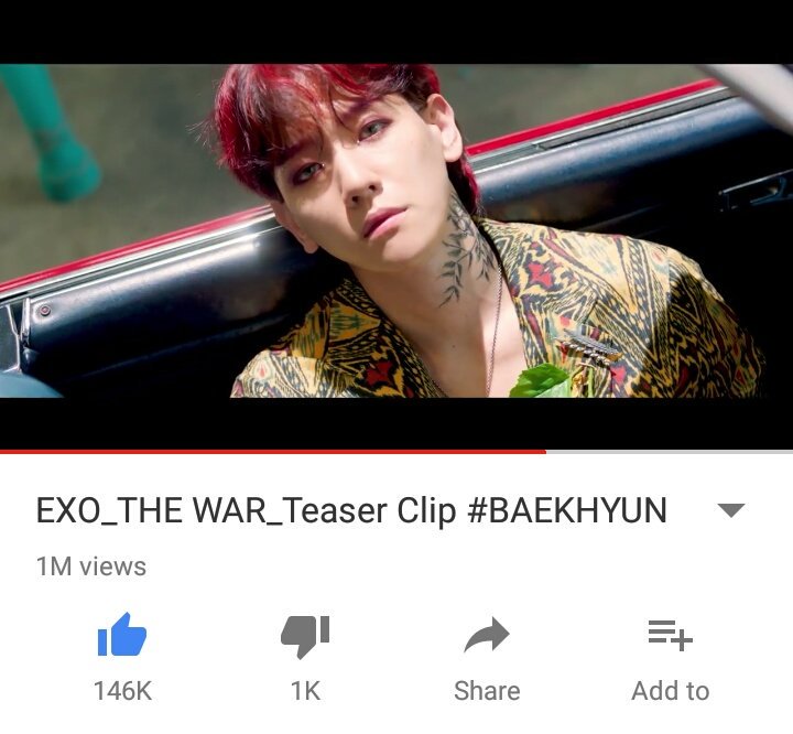 EXOGlobal's tweet photo. [!] Baekhyun's Teaser for #TheWarEXO    has reached 1 Million Views. Keep streaming it EXO-L 👏🏻🎉
https://t.co/b7bhf59vwl https://t.co/EgVbmmwin7