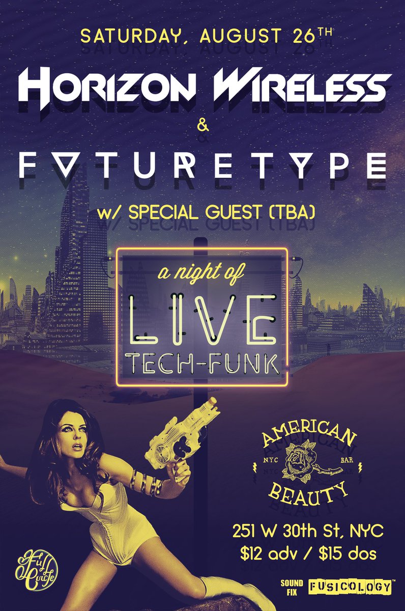 FutureTypeNYC's tweet image. We play next Saturday August 26th with #HorizonWireless &amp;amp; special guests at @AmBeautyNYC #electro #techfunk  #NYC bit.ly/2sJsYr6