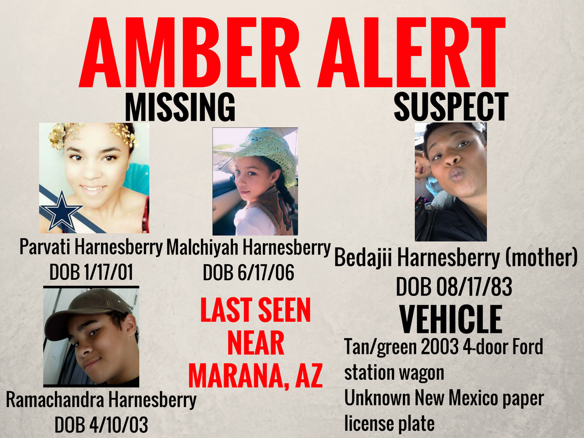 azfamily's tweet photo. #BREAKING: AMBER ALERT issued for 3 missing kids last seen near Marana. Kids may have been drugged by mother. https://t.co/Vc5ky1gZZv https://t.co/ntZ6egt7zQ