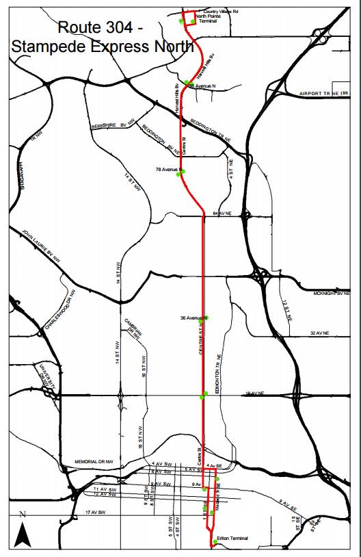 calgarytransit's tweet photo. #Route304 is The Stampede Express Bus, starts at North Pointe Terminal and has 11 stops along the way to the Stampede Grounds! #yyc https://t.co/qEz5syTLtm