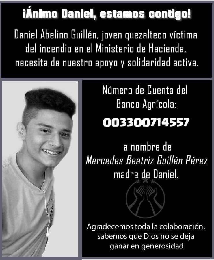 MauriOrellanaSV's tweet photo. En redes social hay una campaña para ayudar a Daniel Guillén, el joven que cayó durante el incendio en Hacienda https://t.co/pP51z2xvie