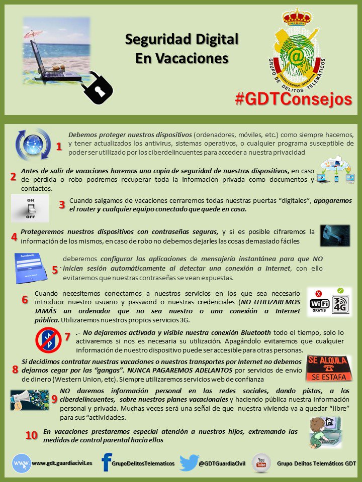 Consejos de seguridad en vacaciones