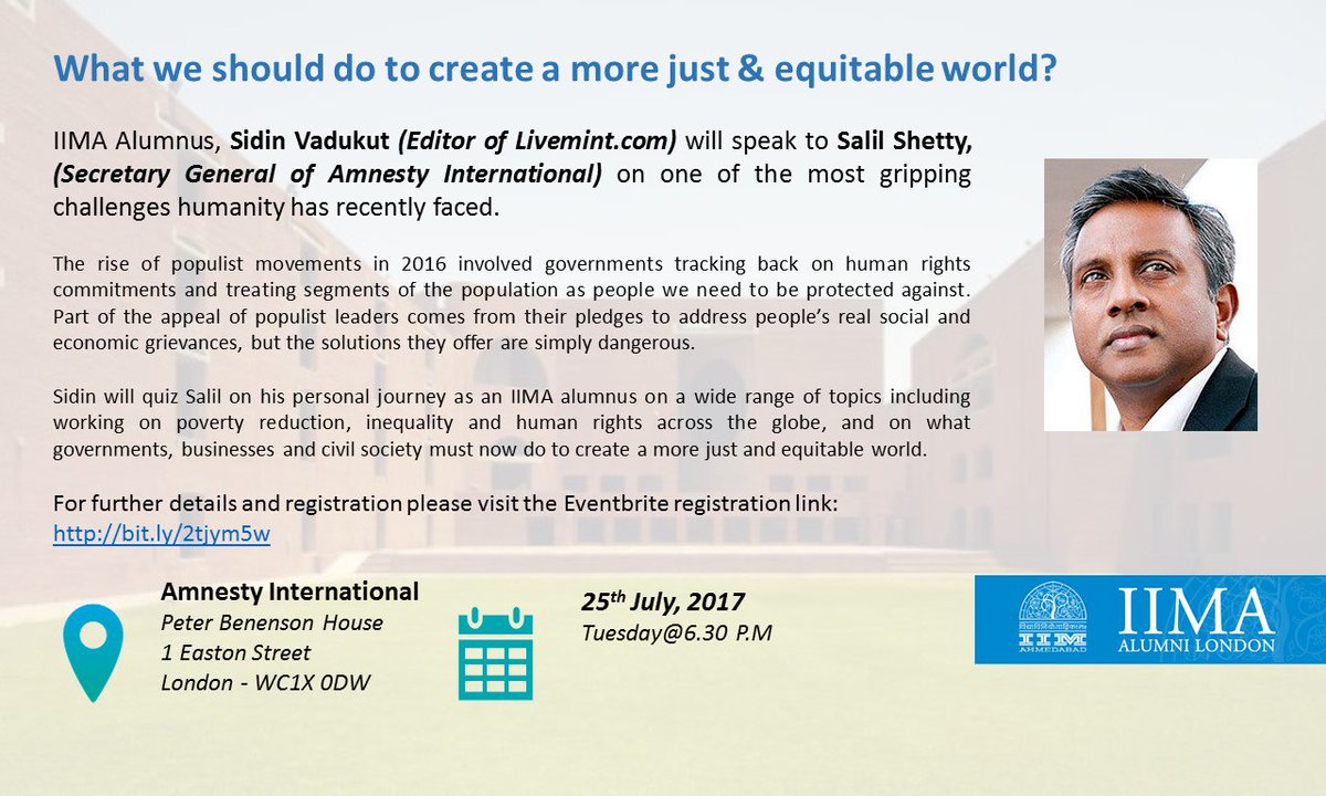 What we should do to create a more just &amp; equitable world? IIMA London invites for a fireside chat with Salil Shetty. <a href="/SalilShetty/">Salil Shetty</a> <a href="/Sidin/">www.sidin.co</a>