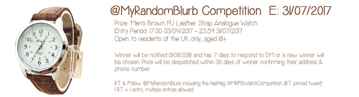 RusGiveaways's tweet photo. RT & Follow @MyRandomBlurb to #win a Men's Brown Leather Watch. See photo for full T&Cs. https://t.co/9lX2XUjO0c #M... by #SMOKEYFORMBY https://t.co/Ch7Sj2Gnt2
