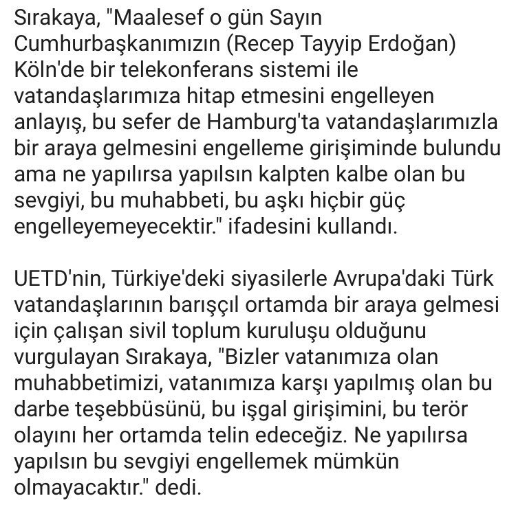 <a href="/SirakayaZafer/">Zafer Sırakaya 🇹🇷</a> "Avrupalı Türkler'in Vatan,Millet aşkının önüne kimse geçemez"m.haberler.com/kalpten-kalbe-…