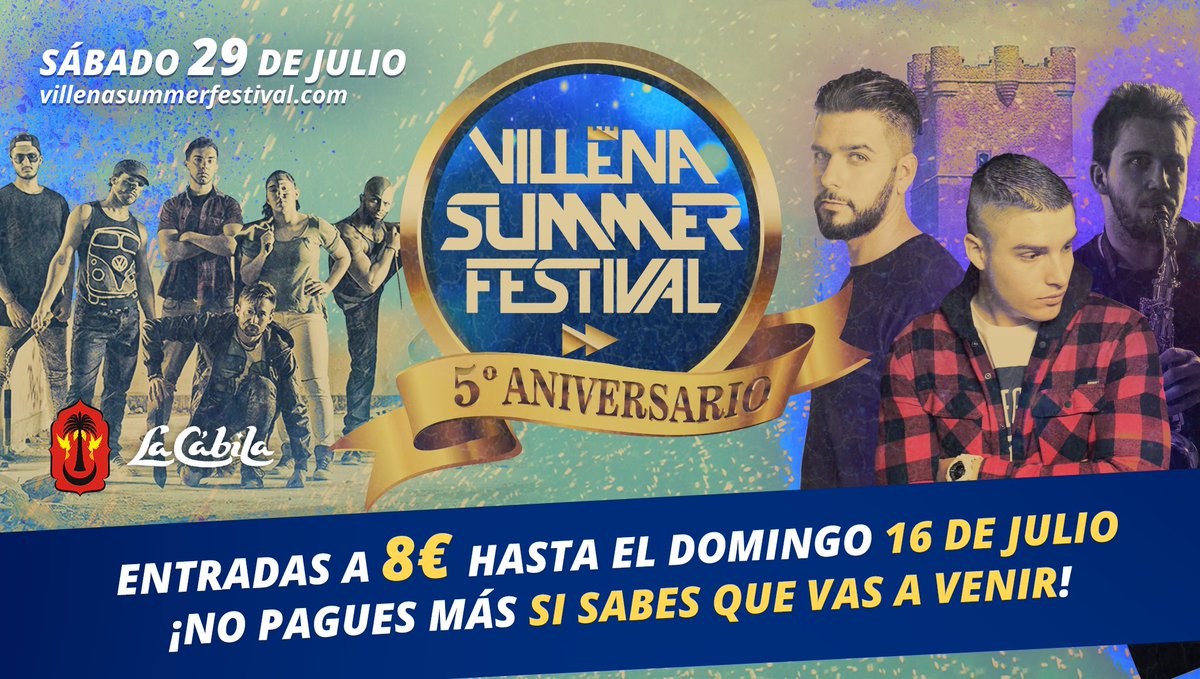 GRATIS ¡¡¡SORTEAZO!!! 2 ENTRADAS GRATIS PARA el 5º Aniversario de villenasummerfestival.com 

✅ SIGUENOS
✅ RT al tuit
✅ RT RT