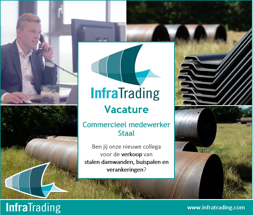 Voor afdeling Staal zijn wij op zoek naar een commercieel medewerker. Kijk voor meer info op infratrading.nl/nieuws/vacatur… #vacature #Genemuiden