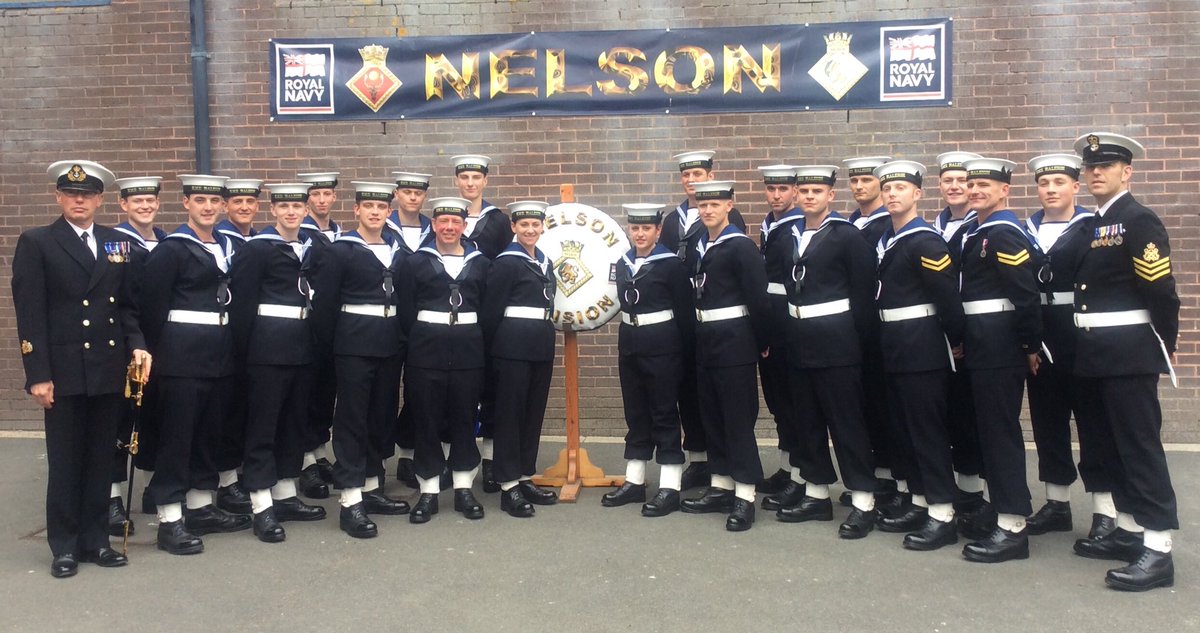 HMS_Raleigh's tweet photo. Nelson 2 group and class photos on a Friday morning before tossing their caps in the air. #MadeInTheRoyalNavy #Nelson2 https://t.co/Y3D4DGfH83