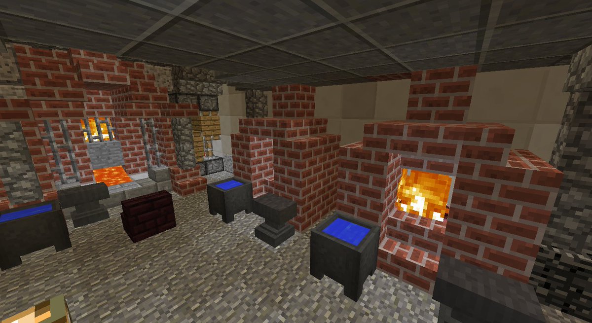 あかつき つばさ 駅中店 三件目です 今回は鍛冶屋を製作してみました マイクラだから駅中に鍛冶屋があっても良いよね ｗ Minecraft Minecraft建築コミュ マインクラフト