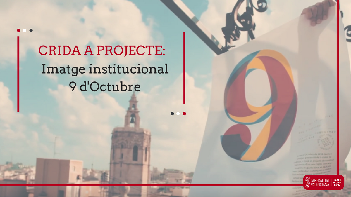 palauGVA's tweet photo. 👉 Crida a Projecte | Imatge institucional 9 d'Octubre:
➡️ Termini enviament candidatures: 14/07 a les 13h
📝 Bases: https://t.co/eHfY106kT8 https://t.co/NbtjAhzDEu
